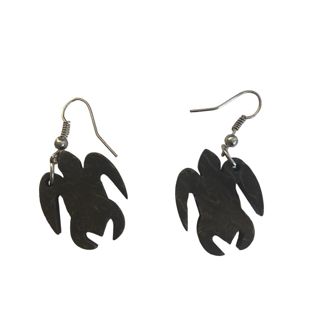 Turtle Earrings Wood Pierced